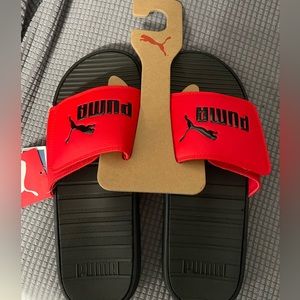 Puma men’s slides red black 11 sandals